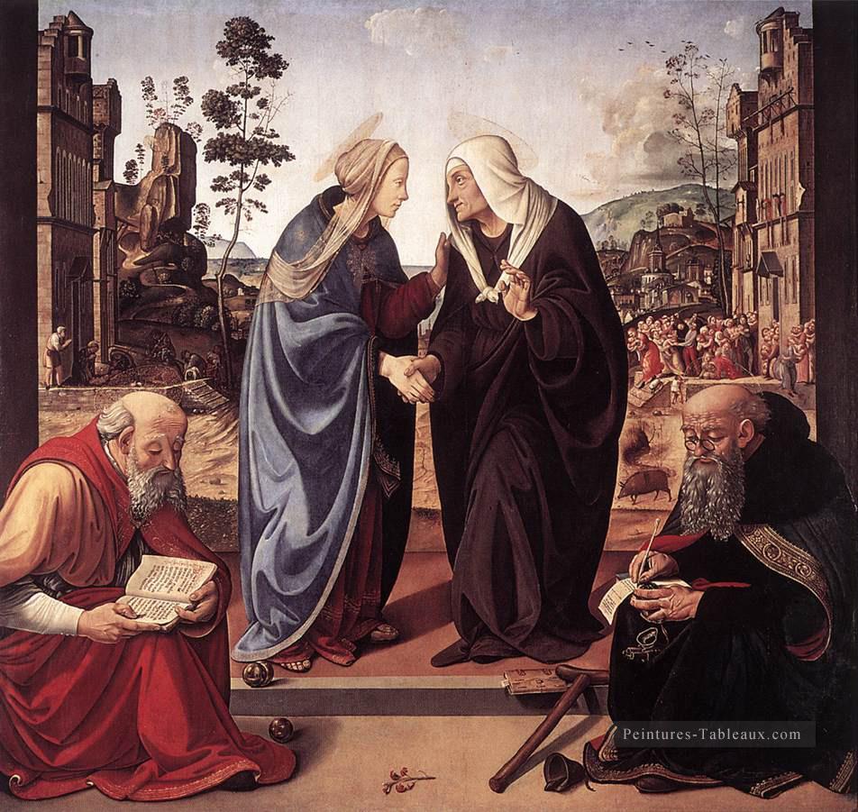 La visitation avec Sts Nicholas et Anthony 1489 Renaissance Piero di Cosimo Peintures à l'huile